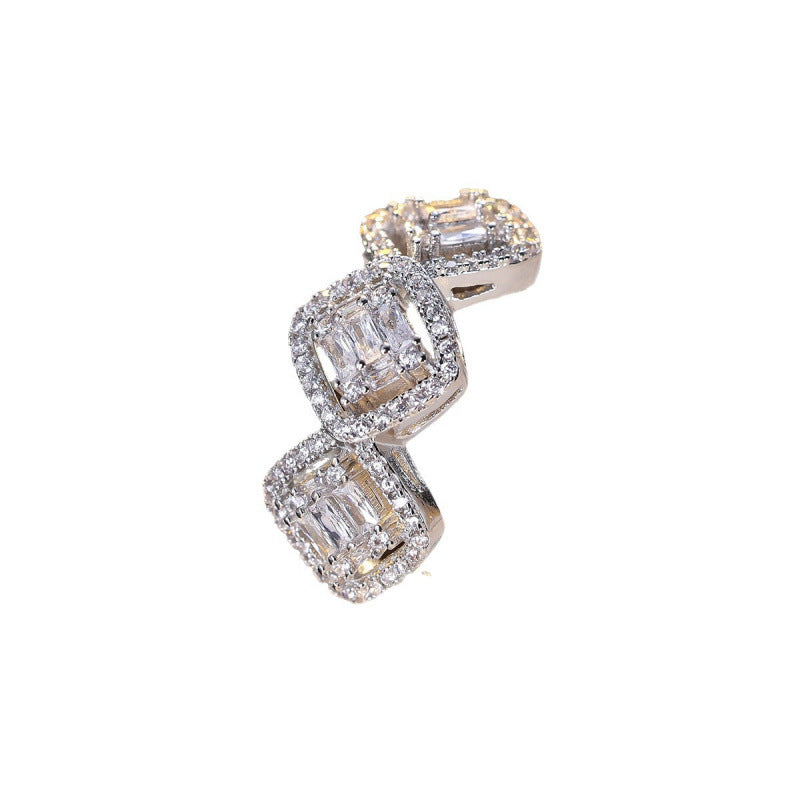 Geometric Open Rings For Women In Copper With Zircon Inlay, Available In Gold