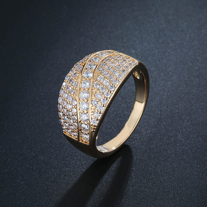 Geometric Simple Style Women’s Ring In Electroplated Copper With Rhinestone Inlay