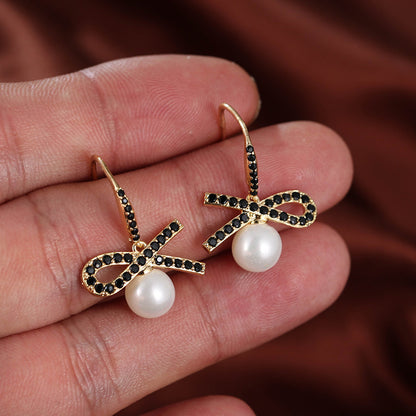 Retro Bow Tie Earrings For Women Featuring Electroplated Finish With Copper Ear Pins