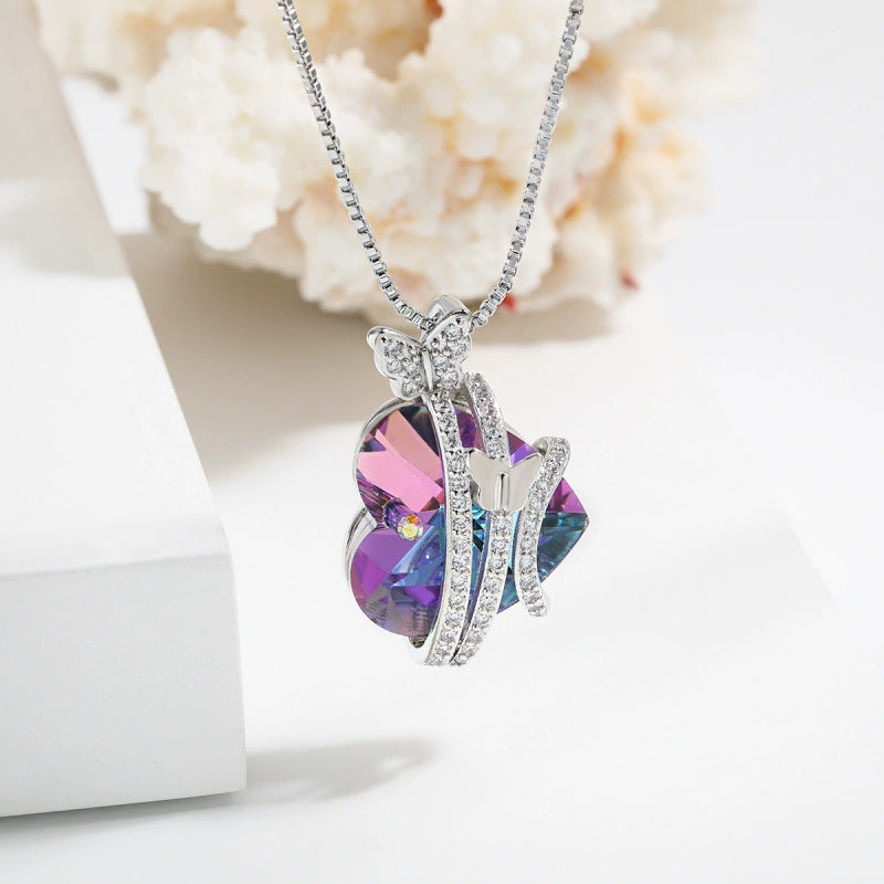 Heart Shape Necklace For Women In Copper With Electroplated Finish, Elegant And Stylish Jewelry