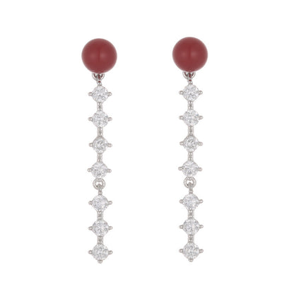 Geometric Stud Earrings For Women In Red Copper With 925 Sterling Silver Posts Featuring Sweet Style