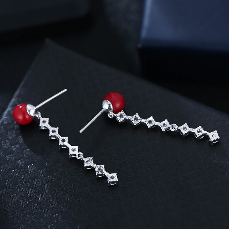 Geometric Stud Earrings For Women In Red Copper With 925 Sterling Silver Posts Featuring Sweet Style