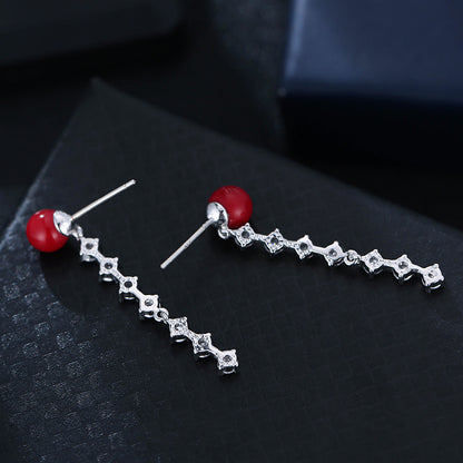 Geometric Stud Earrings For Women In Red Copper With 925 Sterling Silver Posts Featuring Sweet Style