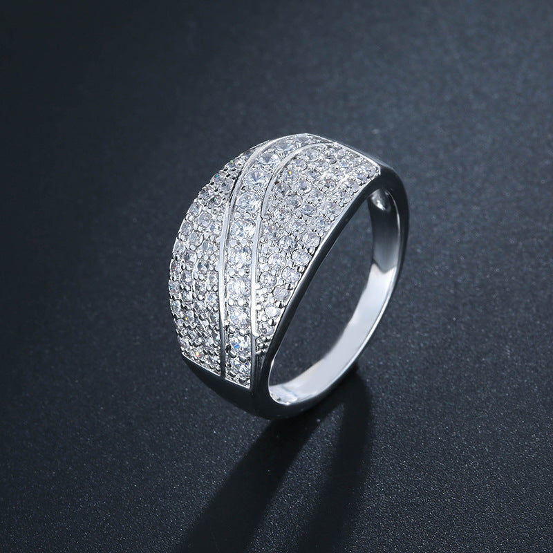Geometric Simple Style Women’s Ring In Electroplated Copper With Rhinestone Inlay