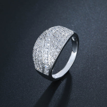 Geometric Simple Style Women’s Ring In Electroplated Copper With Rhinestone Inlay