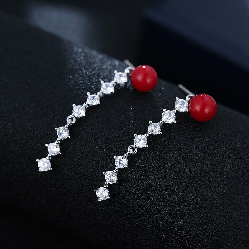 Geometric Stud Earrings For Women In Red Copper With 925 Sterling Silver Posts Featuring Sweet Style