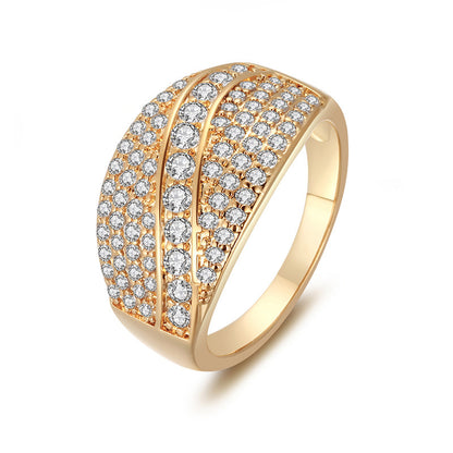 Geometric Simple Style Women’s Ring In Electroplated Copper With Rhinestone Inlay