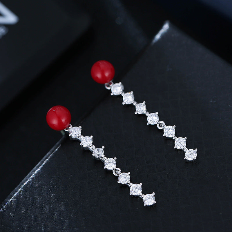 Geometric Stud Earrings For Women In Red Copper With 925 Sterling Silver Posts Featuring Sweet Style