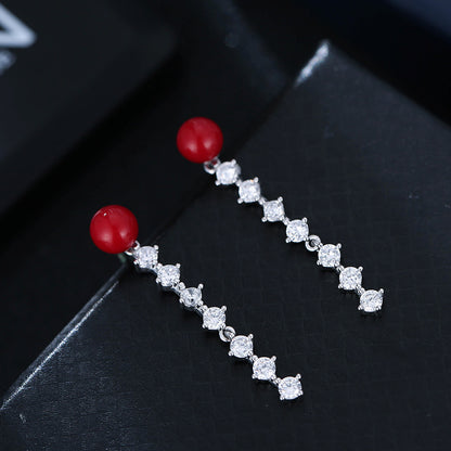 Geometric Stud Earrings For Women In Red Copper With 925 Sterling Silver Posts Featuring Sweet Style