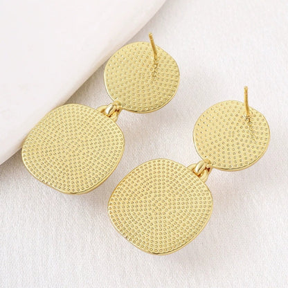 Geometric Stud Earrings For Women Featuring Electroplated Copper With Artificial Pearl Inlay