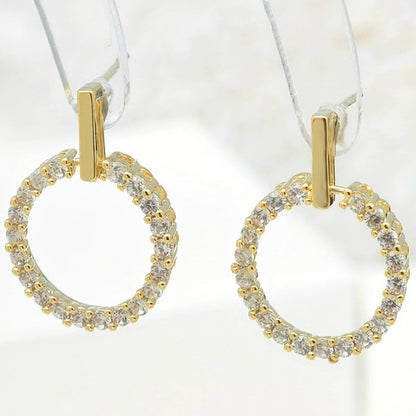 Circle Stud Earrings For Women Featuring Electroplated Finish And Copper Ear Pins Inlaid With Zircon
