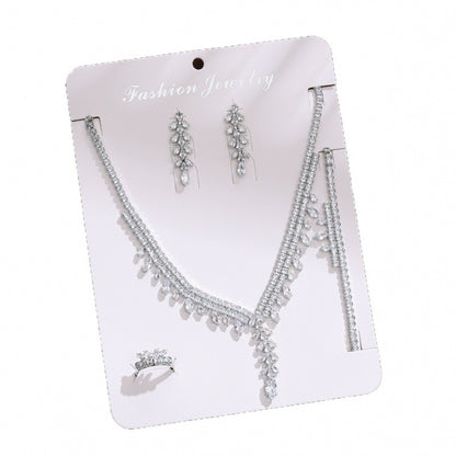 Women’s Flowers Tassel Jewelry Set In Electroplated Copper With Zircon Inlay