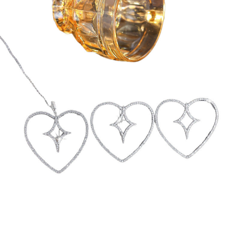 Sweet Heart Shape Jewelry Set For Women In Brass With Zircon Inlay, 1 Set