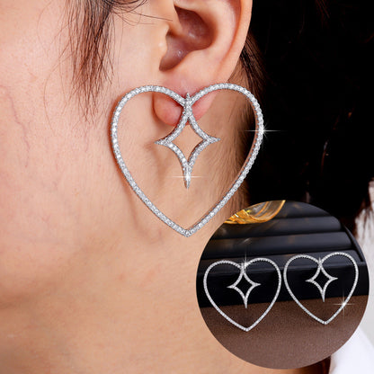 Sweet Heart Shape Jewelry Set For Women In Brass With Zircon Inlay, 1 Set