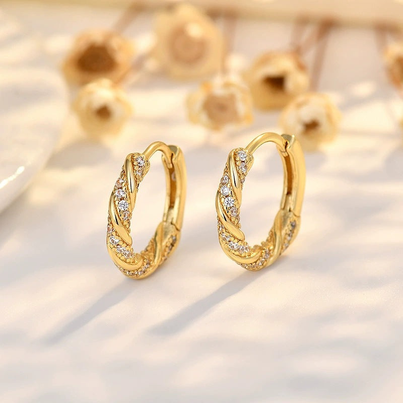 Irregular Stud Earrings For Women Featuring Copper Ear Pins And Zircon Inlay
