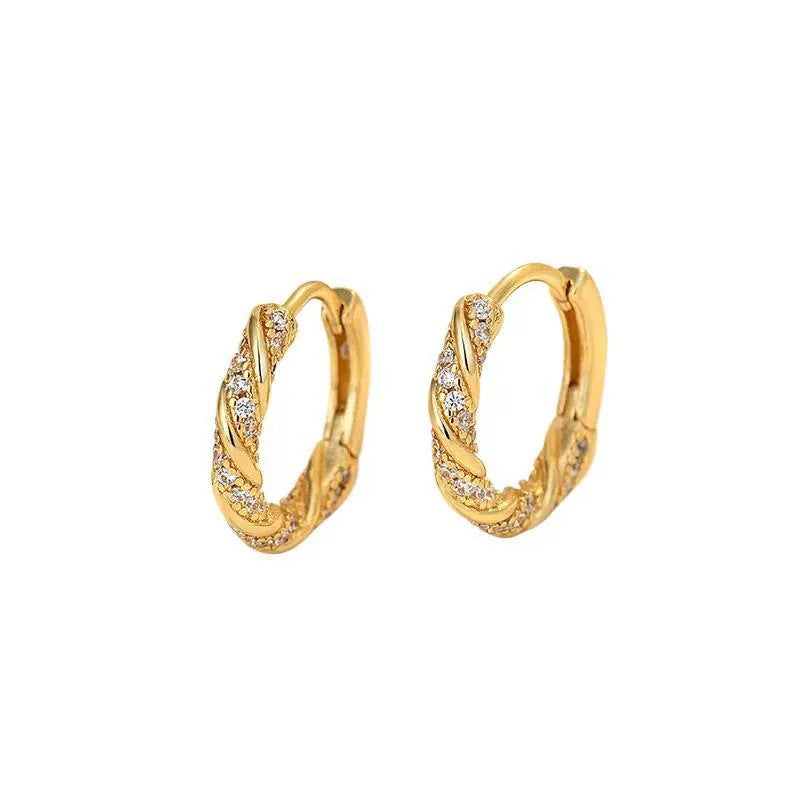 Irregular Stud Earrings For Women Featuring Copper Ear Pins And Zircon Inlay