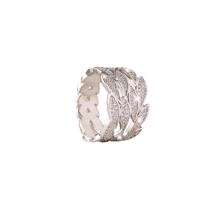 Unisex Leaves Ring In Electroplated Copper Featuring Elegant Design
