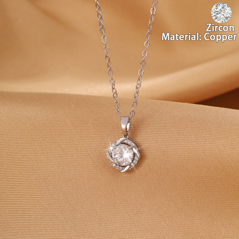 Windmill Necklace For Women In Electroplated Copper Featuring Moissanite Inlay