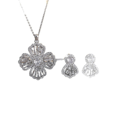 Simple Style Plant Jewelry Set For Women With Electroplated Brass And Zircon Inlay, Featuring Micro Super Whisper Thin Chain