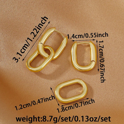Double Ring Gold Earrings For Women With Copper Ear Pins, Stylish And Elegant Design