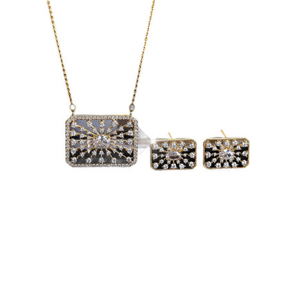 Luxurious Square Necklace For Women In Brass With Electroplated Gold Plating And Zircon Inlay, Featuring Micro Super Whisper Thin Chain