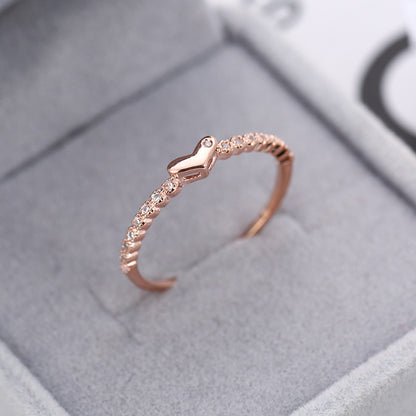 Heart Shape Ring For Women In Simple Style With Bezel Setting, Electroplated Copper And Zircon Inlay