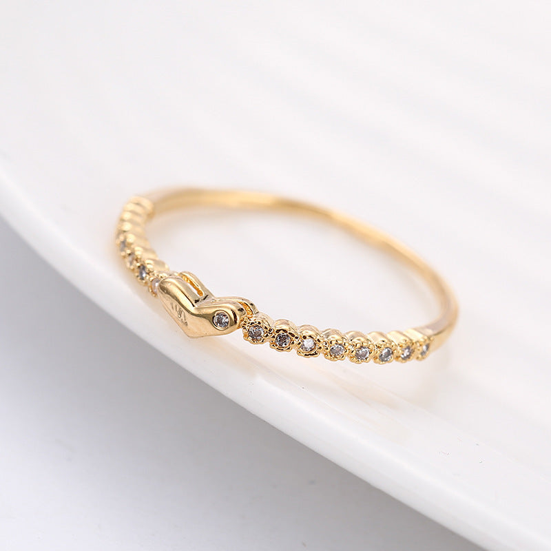 Heart Shape Ring For Women In Simple Style With Bezel Setting, Electroplated Copper And Zircon Inlay
