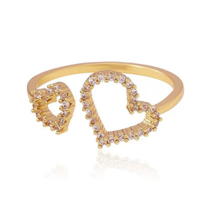Heart Shape Open Ring For Women In Electroplated Copper With Gold Plating Process