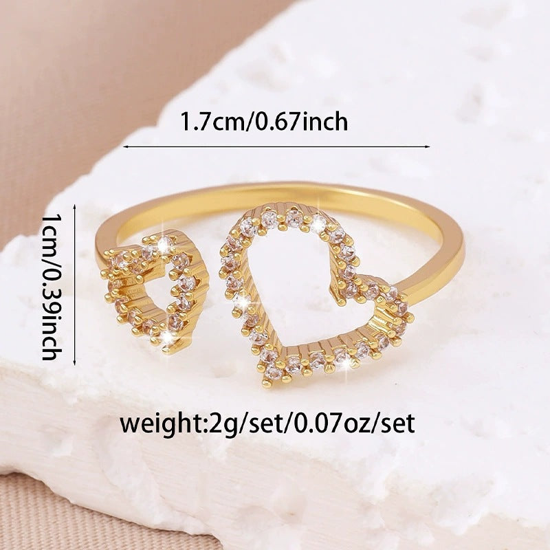 Heart Shape Open Ring For Women In Electroplated Copper With Gold Plating Process