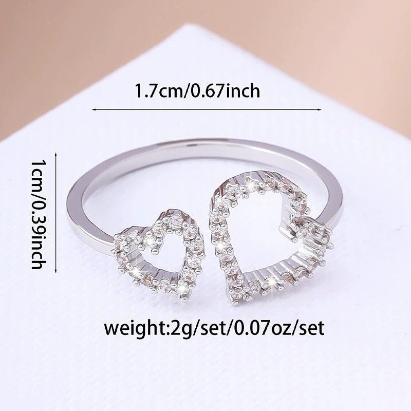 Heart Shape Open Ring For Women In Electroplated Copper With Gold Plating Process