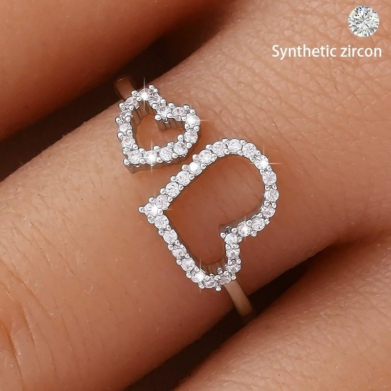 Heart Shape Open Ring For Women In Electroplated Copper With Gold Plating Process