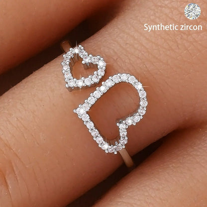 Heart Shape Open Ring For Women In Electroplated Copper With Gold Plating Process