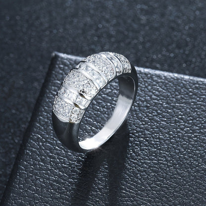 Geometric Copper Ring For Women With Zircon Inlay In Gold