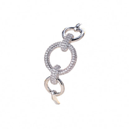 Simple Style Copper Inlay Circle Bangle For Women In Gold