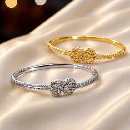 Knot Bangle In Copper With Gold Electroplated Finish, Elegant And Stylish Jewelry Accessory