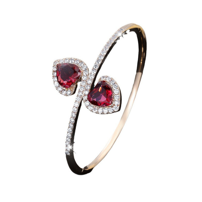 Luxurious Women’s Bangle In Gold Electroplated Copper With Zircon Inlay