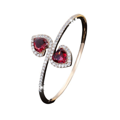 Luxurious Women’s Bangle In Gold Electroplated Copper With Zircon Inlay