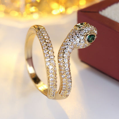 Cute Unisex Snake Open Ring In Gold Electroplated Copper