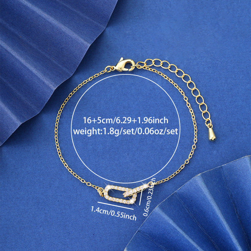 Irregular Pattern Women's Bracelets With Bezel Setting, Electroplated Copper Featuring Zircon Inlay