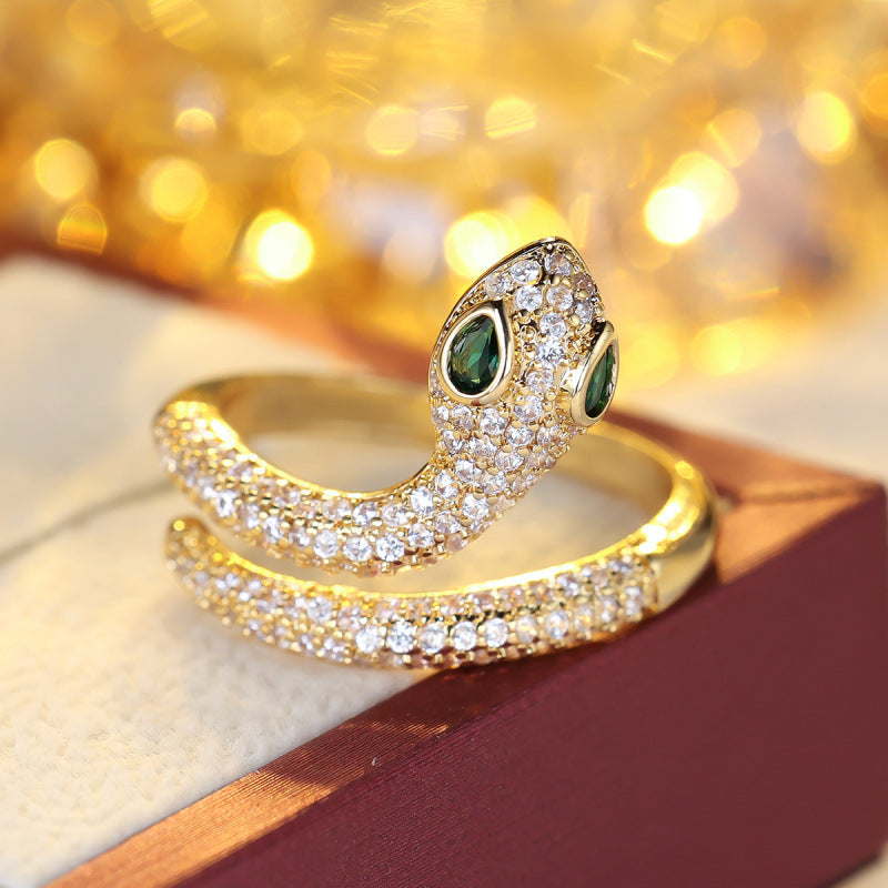 Cute Unisex Snake Open Ring In Gold Electroplated Copper