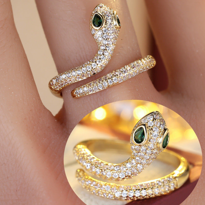 Cute Unisex Snake Open Ring In Gold Electroplated Copper