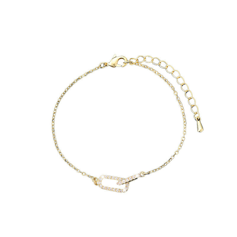 Irregular Pattern Women's Bracelets With Bezel Setting, Electroplated Copper Featuring Zircon Inlay