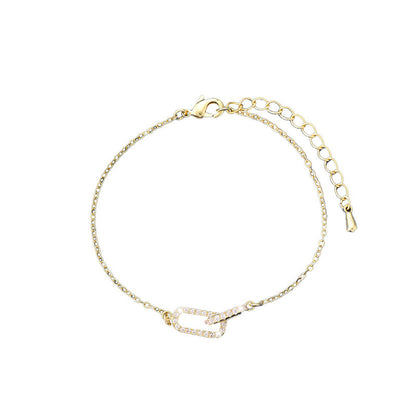 Irregular Pattern Women's Bracelets With Bezel Setting, Electroplated Copper Featuring Zircon Inlay
