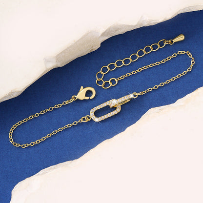 Irregular Pattern Women's Bracelets With Bezel Setting, Electroplated Copper Featuring Zircon Inlay