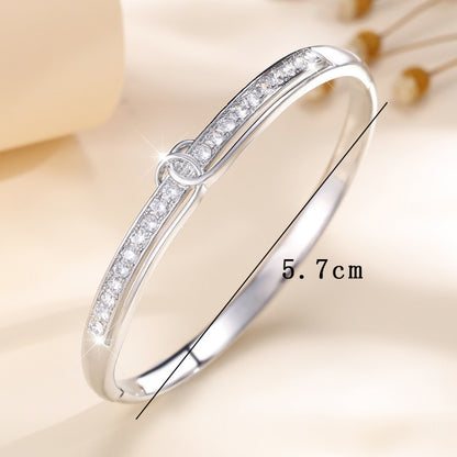 Women's Copper Bangle With Zircon Inlay In Gold, Perfect For Daily Wear