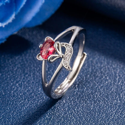 Vintage Style Fox Open Ring For Women In Electroplated Copper With Zircon Inlay