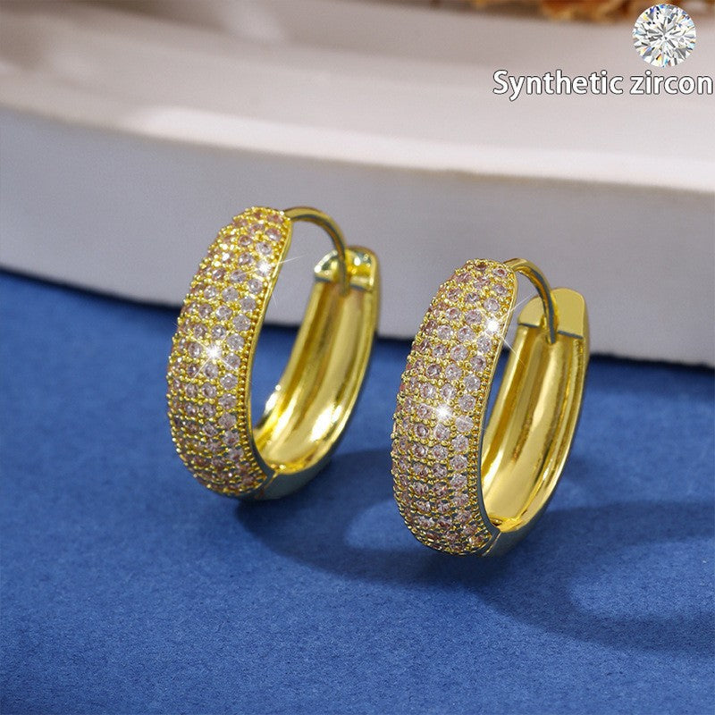 Geometric Gold Clip Earrings For Women In Electroplated Copper Material