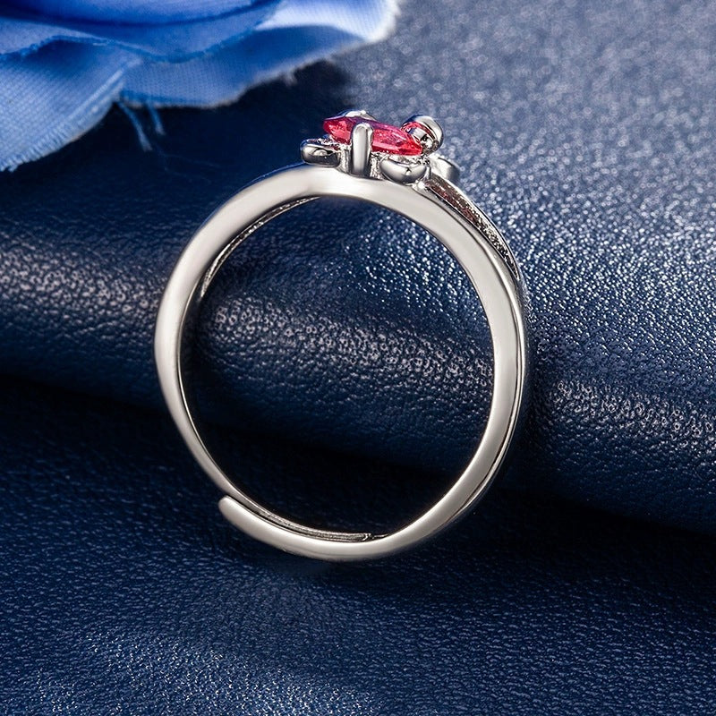 Vintage Style Fox Open Ring For Women In Electroplated Copper With Zircon Inlay