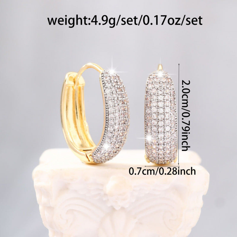 Geometric Gold Clip Earrings For Women In Electroplated Copper Material