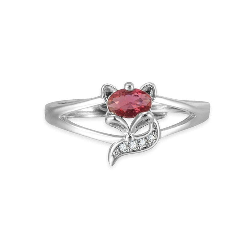 Vintage Style Fox Open Ring For Women In Electroplated Copper With Zircon Inlay